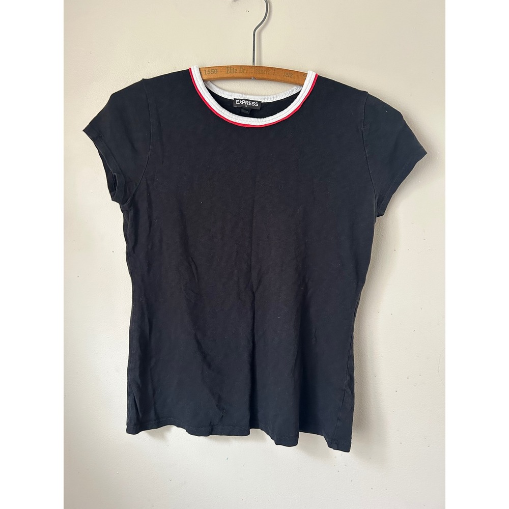 Y2K Express Black T Shirt Crew Neck Short Sleeve Baby Tee Preppy Normcore 2000s